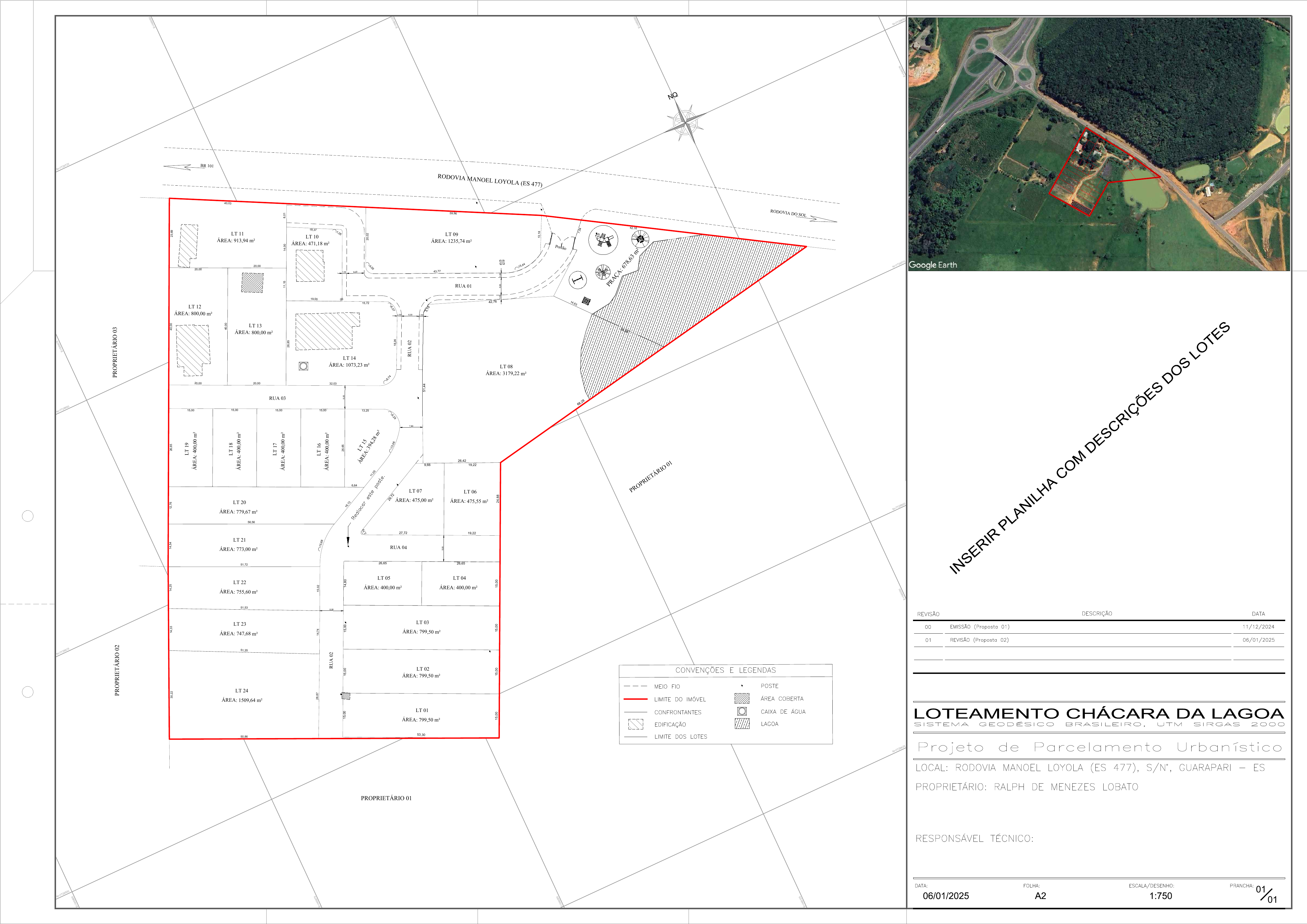 Planta técnica numerada de 01 a 24
